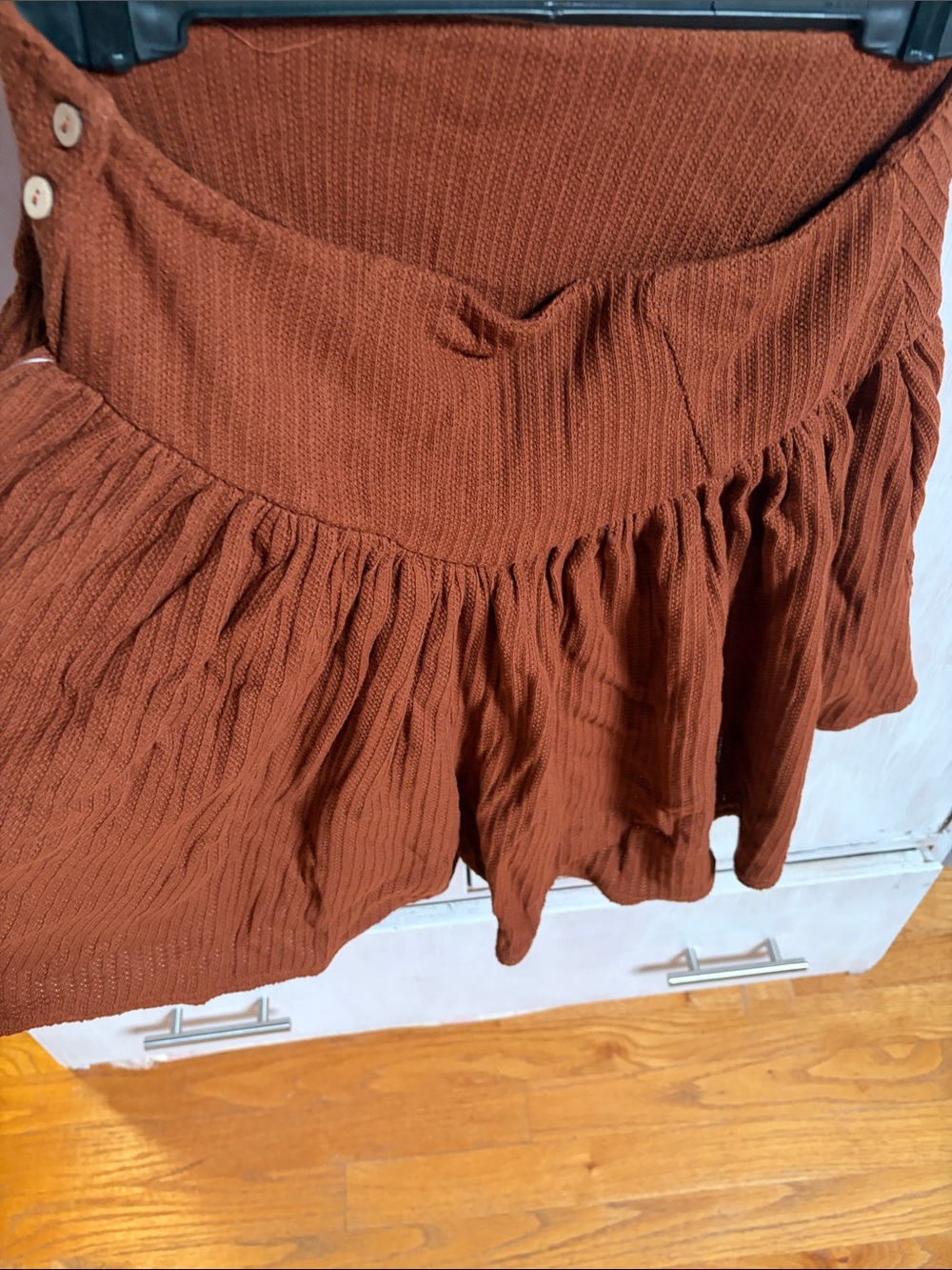 Free People Women's Rust Brown Tiered Mini Skort - Picture 5 of 8